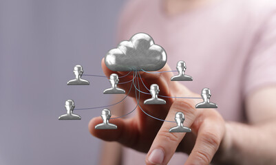 Image depicts secure cloud data sharing. Ideal for technology, teamwork, and collaboration concepts.
