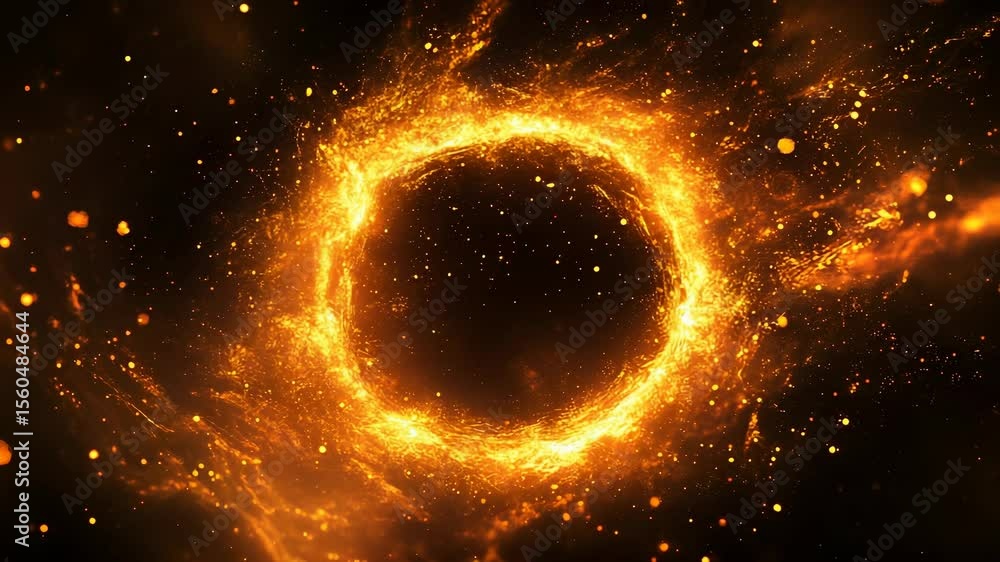 Poster fiery portal animation with particles and sparks, a mesmerizing display of energy and light