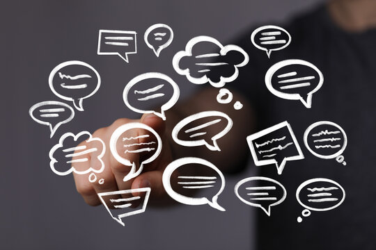 Abstract image depicting communication, conversation, and ideas exchange.