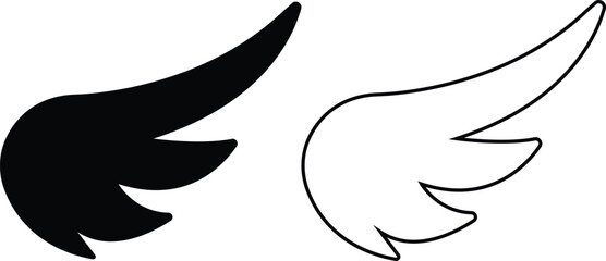 Wing icon set, wing logo designs. Various artistic bird, angel, bat, eagle, and minimalist wing vector collection isolated on transparent for branding, tattoos, emblems, or fantasy design projects.