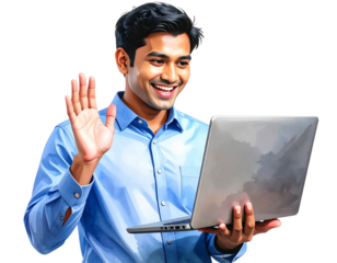 Businessman on video call transparent background