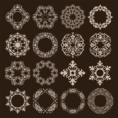 Ornate Iranian Style Mandala Vector Elements Set