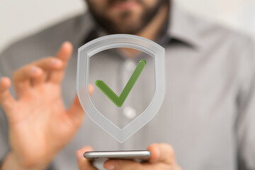 Ensuring digital safety. Mobile security, data protection, online privacy, secure access, verified,...