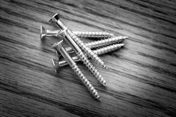 Screws on Wood Tabletop Workbench for Fixing
