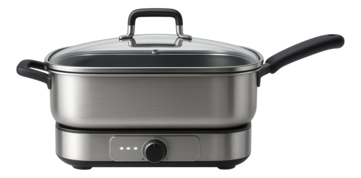 An electric saute pan with adjustable temperature settings for a small apartment