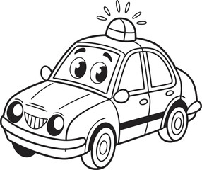 Fototapeta premium Cute Cartoon Vehicles Coloring Book Pages