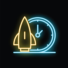 Neon sign showing the connection between efficient time management and successful project launches