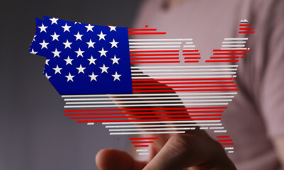 Patriotic digital art featuring a US map with an American flag design. Perfect for Independence Day.