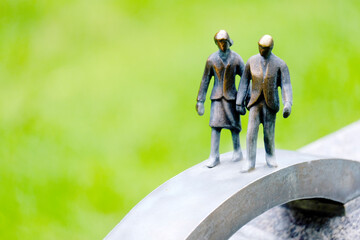 Man and Woman Figures Walking Together Partnership Business
