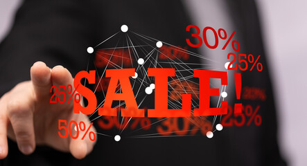 Attractive image showcasing a sale with various percentage discounts. Ideal for advertising.