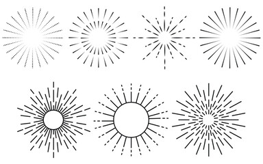 Radiant Retro Burst Elements – Vintage Sunbeam, Starburst & Firework Vectors for Design Use