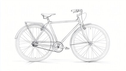 Fototapeta premium Classic Bicycle Design Sketch Detailed Line Drawing of a Vintage Bike