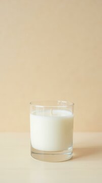 Minimal candle in glass jar &mdash; vertical pastel background for spa, relaxation and ecommerce design