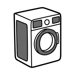 black and white front door washing machine slanted right