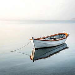 Fototapeta premium boat on the sea floating peacefully 