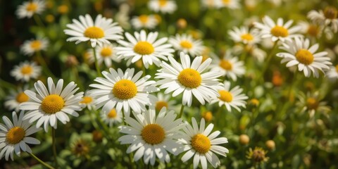 Yellow Center Daisies in a Blossoming Garden