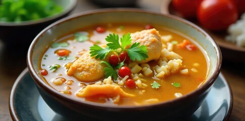 Steaming Bowl of Nourishing Chinese Chicken Soup A Healthy and Comforting Meal