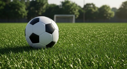 Fototapeta premium A soccer ball on a well-lit field