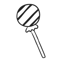 Simple Hand-Drawn Lollipop Icon with Spherical Candy and Straight Stick Design