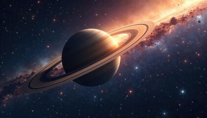 Fototapeta premium Saturns Majestic Rings Gleam Amidst Distant Galaxies A Breathtaking Cosmic Vista
