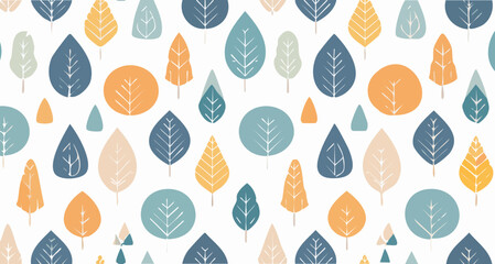 Nordic minimalist seamless vector pattern, abstract nature shapes in muted tones, simple lin 