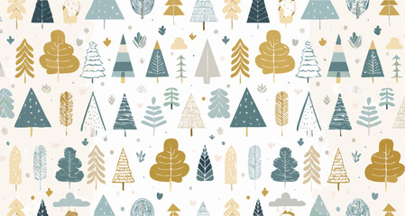 Nordic minimalist seamless vector pattern, abstract nature shapes in muted tones, simple lin 