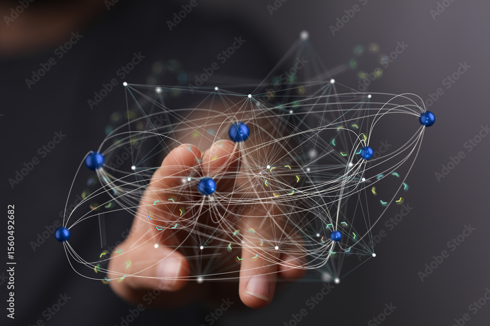 Aufkleber abstract image depicting a complex network, nodes, and connections. ideal for technology, business, 