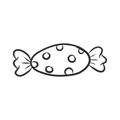 Playful Hand-Drawn Wrapped Candy with Polka Dot Pattern and Twisted Ends