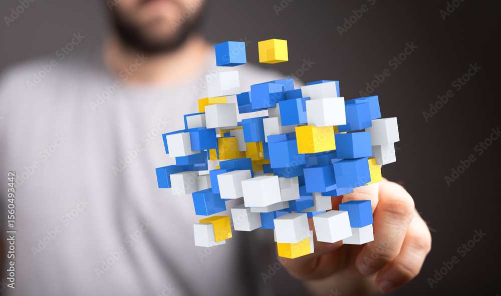 Aufkleber abstract image of data cubes. perfect for technology, business, and analytics concepts.