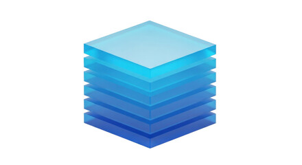Abstract Stacked Geometric Blue Turquoise Layers Forming A 3D Effect Isolated Transparent Background