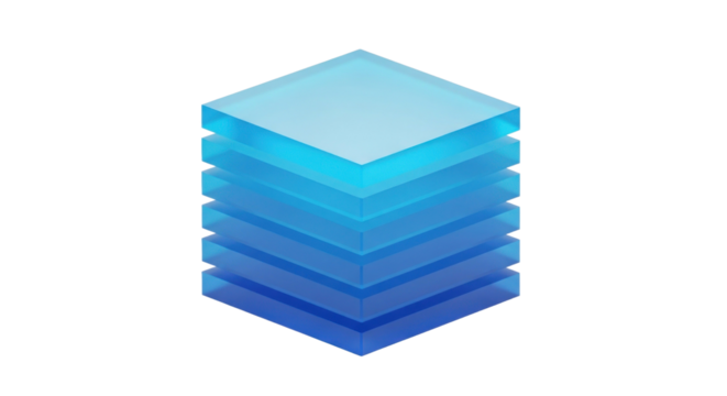 Abstract Stacked Geometric Blue Turquoise Layers Forming A 3D Effect Isolated Transparent Background