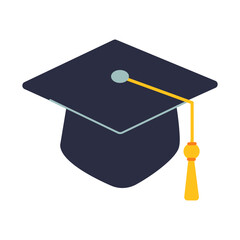 A black graduation cap with a gold tassel. The cap is a symbol of achievement and success