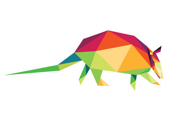 Armadillo animal in Colorful Polygonal Low Poly. Colorful Abstract Polygon Vector of armadillo. Colorful Armadillo Logo Vector.