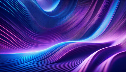abstract purple and blue digital waves 3d render