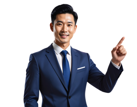 Businessman planning with sticky notes transparent background  