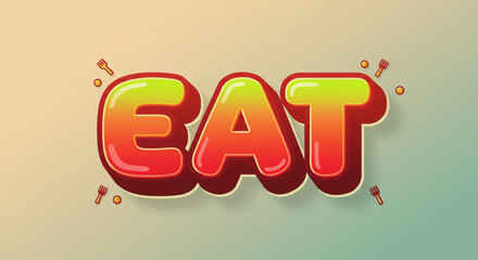 Vibrant 'EAT' Text Effect Bold, Colorful, and Appealing Design