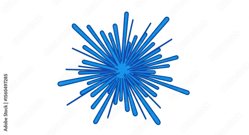 Aufkleber blue bursting explosion design with radial lines on transparent background isolated transparent back