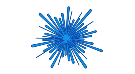Blue Bursting Explosion Design With Radial Lines on Transparent Background Isolated Transparent Background
