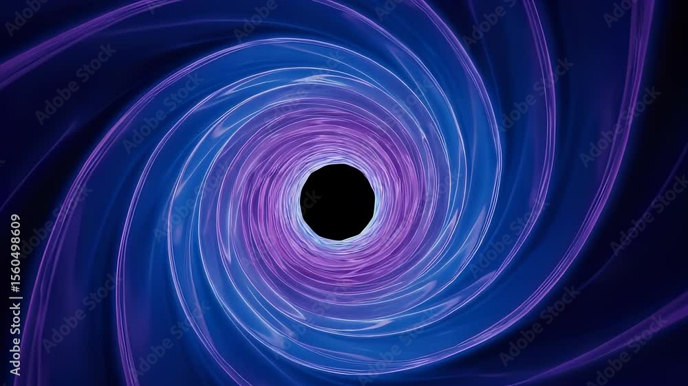 Poster abstract vortex tunnel animation with glowing lines and a black hole at the center