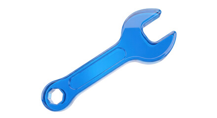 Obraz premium Blue Metallic Wrench Tool Isolated On Black Background Close Up View For Hardware and Maintenance Concept Isolated Transparent Background