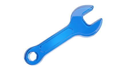 Blue Metallic Wrench Tool Isolated On Black Background Close Up View For Hardware and Maintenance Concept Isolated Transparent Background