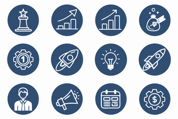 Sixteen Business Startup and Marketing Icons