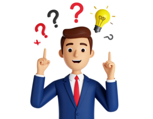 Businessman pointing up with idea transparent background