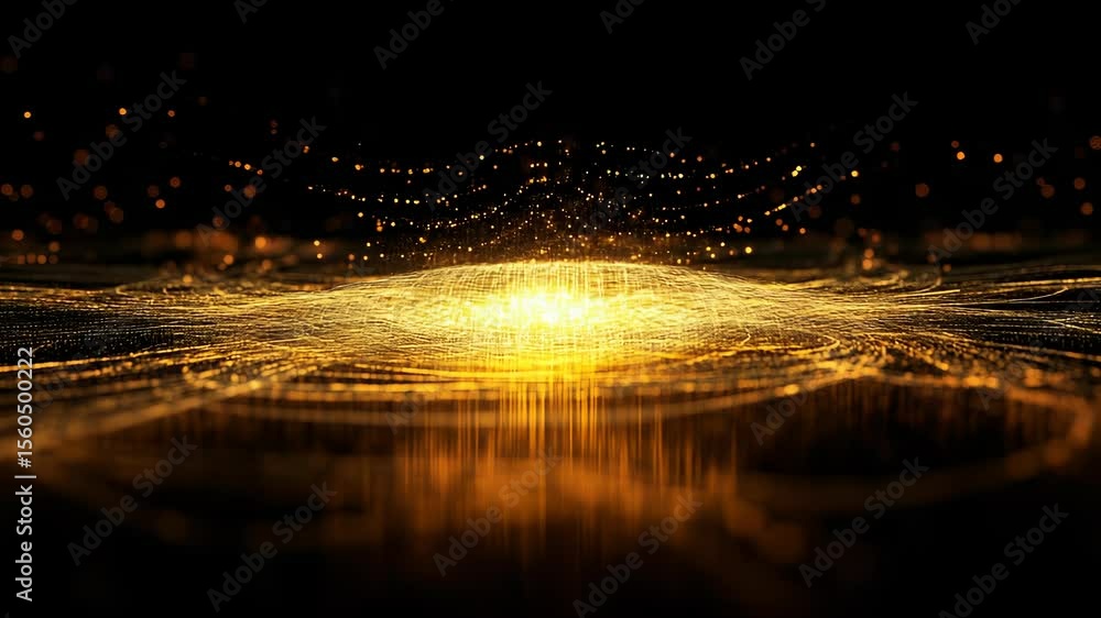 Poster abstract golden particle flow background for technology or luxury visualizations