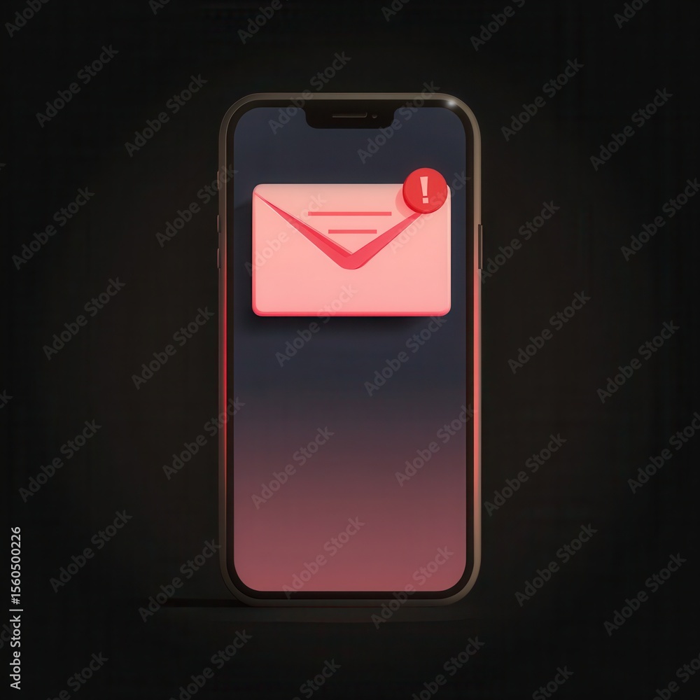 Poster smartphone display showing an unread email notification.