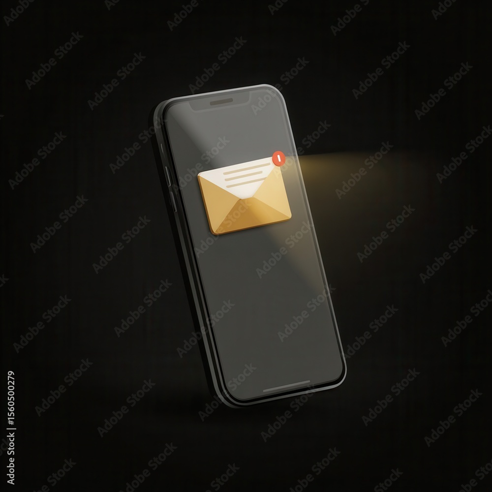 Poster smartphone displaying an email notification.