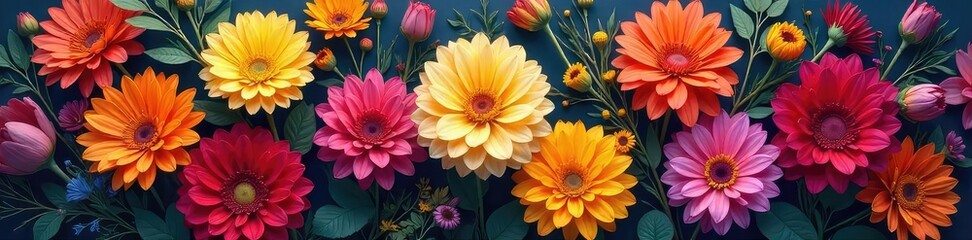 Vibrant Flower Bouquet A Burst of Color and Emotion, Perfect for Illustrating Deep Feelings of Joy, Sorrow, Love, and Longing.