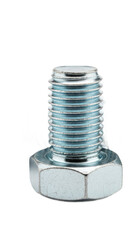 Close Up Metallic Bolt With Hexagonal Head Showing Threaded Detail Isolated Transparent Background
