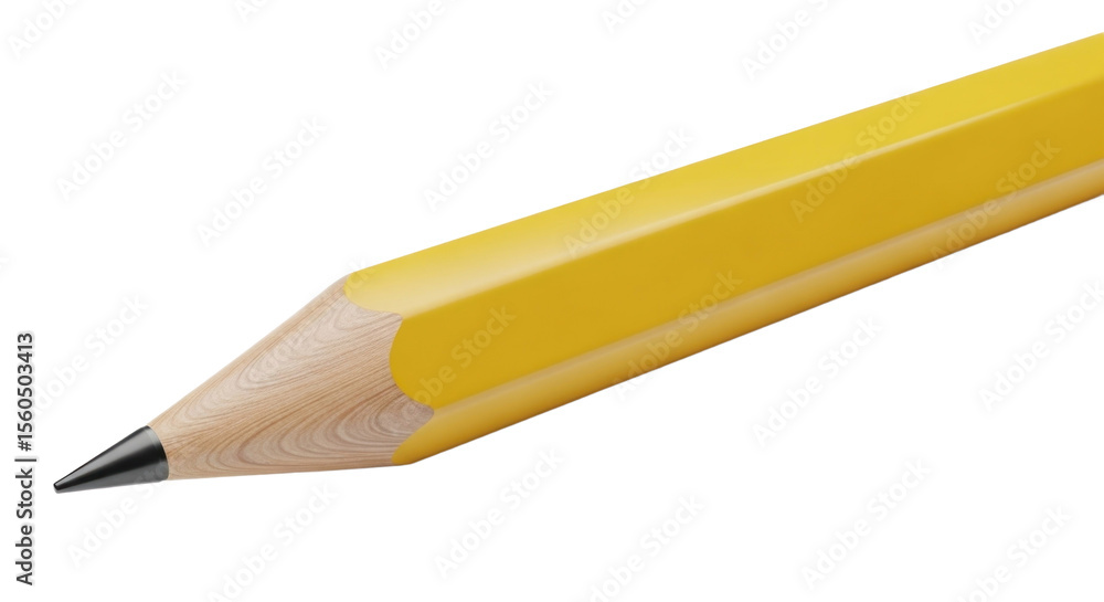 Poster close-up yellow pencil sharp graphite tip against black background isolated transparent background