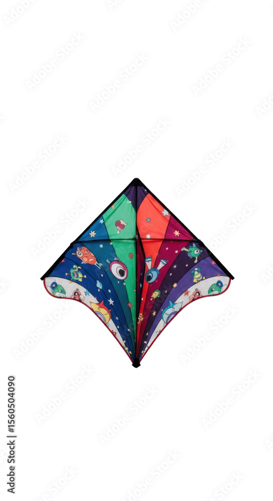 Poster colorful diamond shaped kite with geometric pattern and various colors isolated transparent backgrou